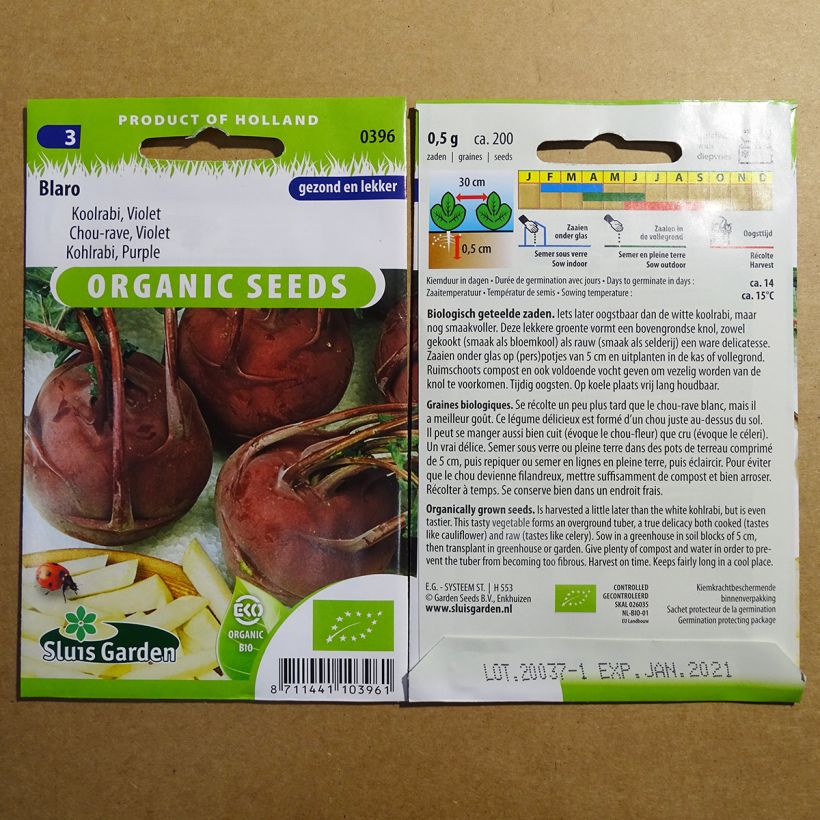 Example of Kohlrabi Blaro Violet Bio die Tüte mit 200 Samen as you get