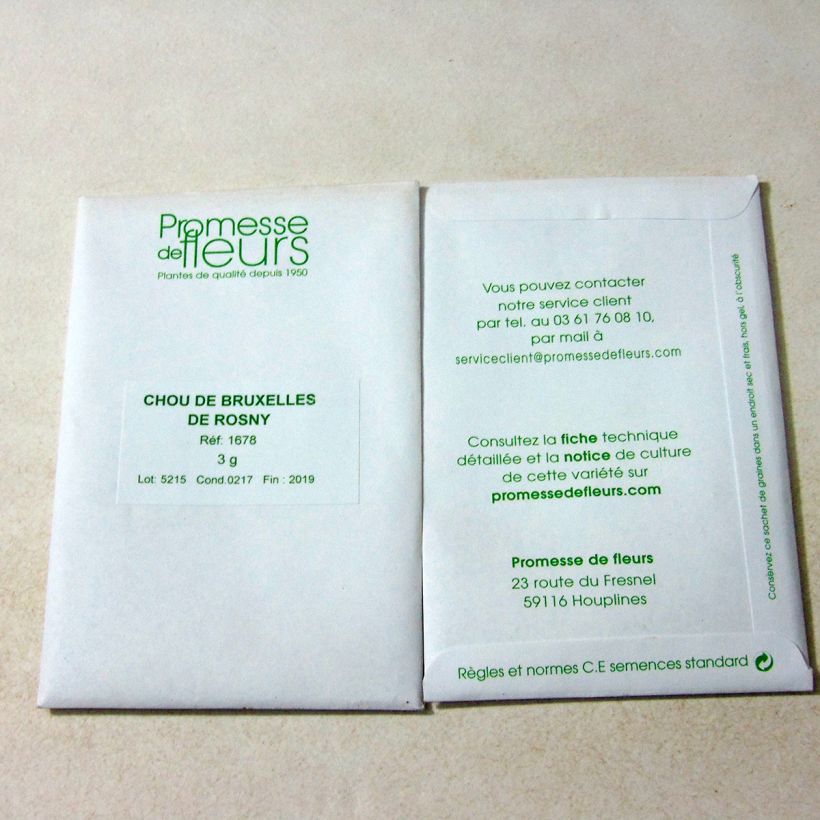 Example of Rosenkohl de Rosny per pack of 800 seeds (3g) as you get