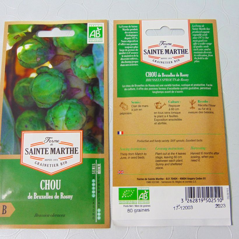 Example of Rosenkohl de Rosny Bio - Ferme de Sainte Marthe per pack of 80 seeds as you get