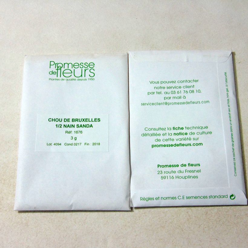 Example of Rosenkohl Sanda per pack of 800 seeds (3g) as you get