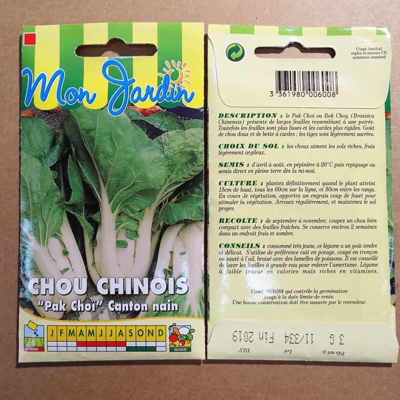 Example of China-Kohl Canton nain per pack of 150 seeds (3g) as you get