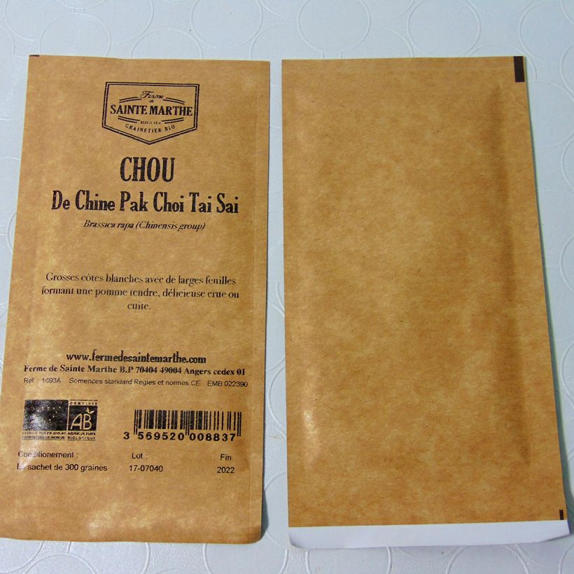 Example of China-Kohl Pak Choï Tai Sai Bio - Ferme de Sainte Marthe per pack of 300 seeds as you get