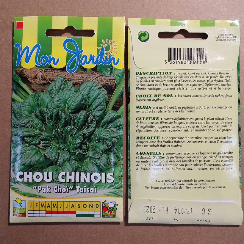 Example of China-Kohl Pak Choi Taisai per pack of 150 seeds (3g) as you get