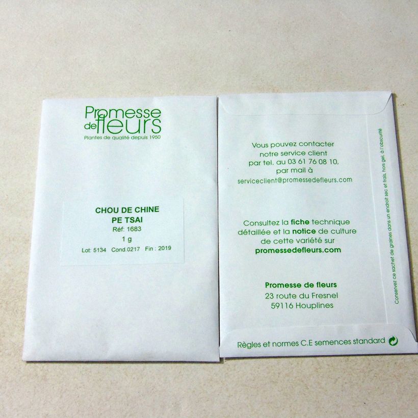 Example of China-Kohl Pe Tsaï per pack of 400 seeds (1g) as you get