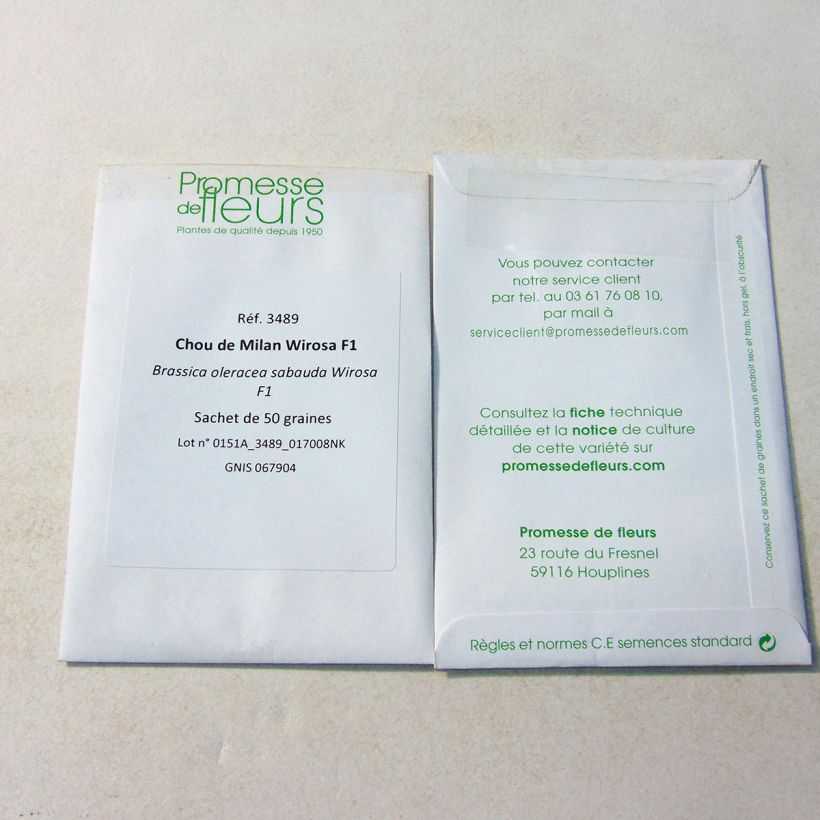 Example of Wirsing Wirosa F1 per pack of 50 seeds as you get