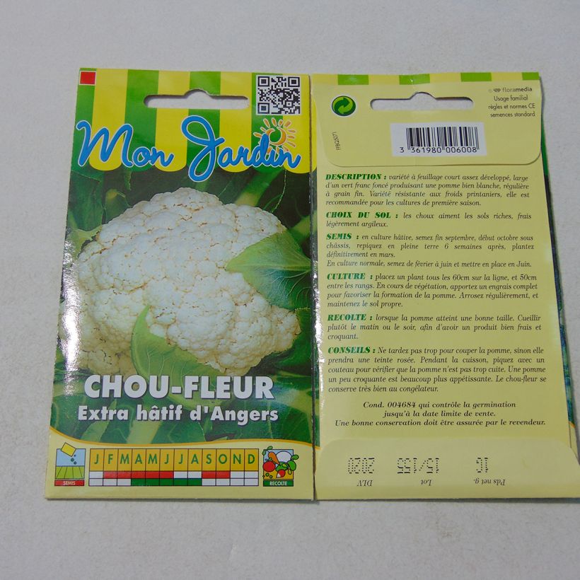 Example of Blumenkohl Extra-Hâtif d'Angers per pack of 100 seeds (1g) as you get