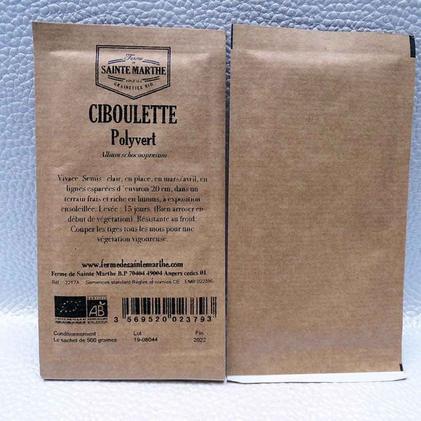 Example of Schnittlauch Polyvert Bio- Ferme de Ste Marthe per pack of 250 seeds as you get