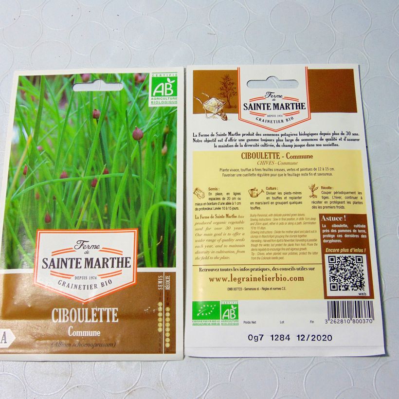 Example of Schnittlauch Samen Bio- Ferme de Ste Marthe per pack of 600 seeds as you get