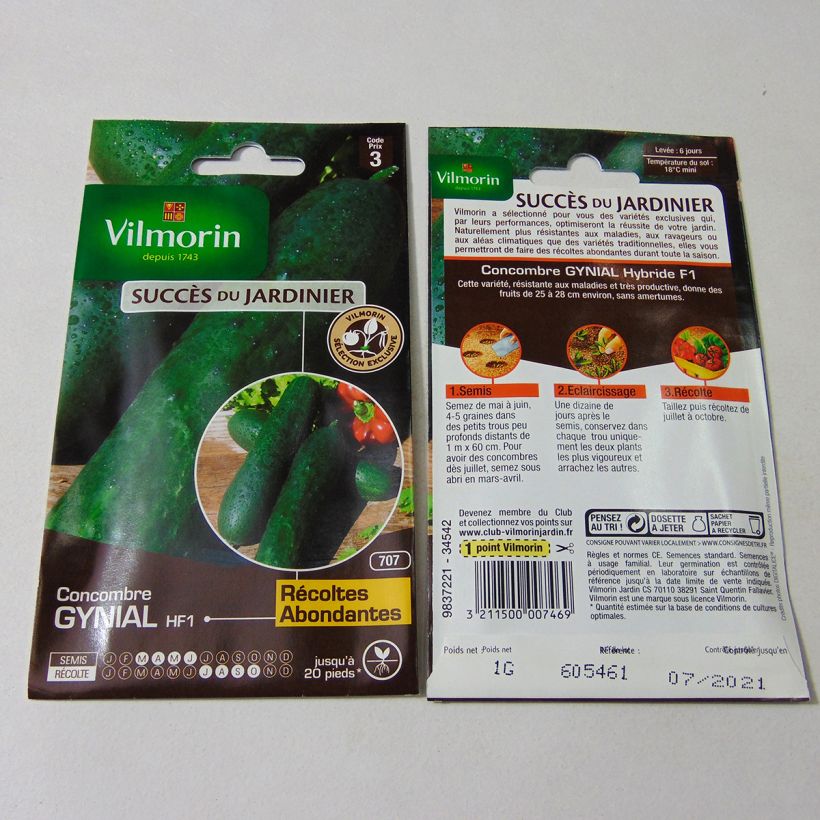 Example of Salat-Gurke Gynial F1 - Vilmorin per pack of 35 seeds (1g) as you get