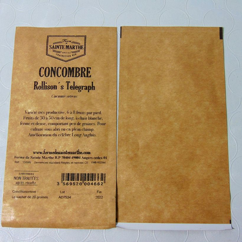 Example of Salat-Gurke Rollison's Telegraph Bio - Ferme de Sainte Marthe per pack of 20 seeds as you get