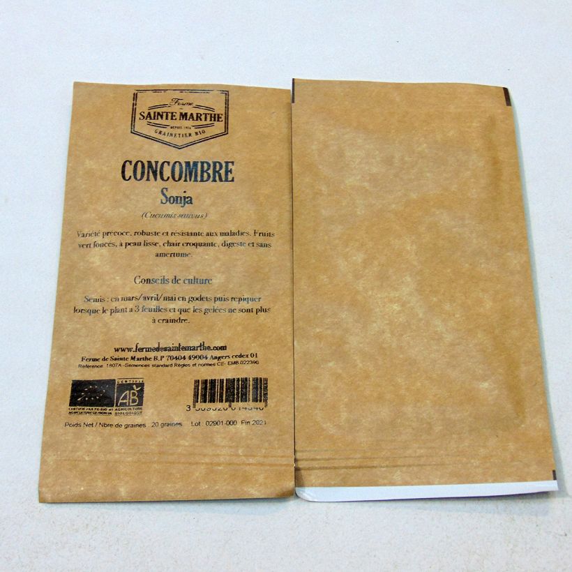 Example of Salat-Gurke Sonja F1 Bio - Ferme de Sainte Marthe per pack of 20 seeds as you get
