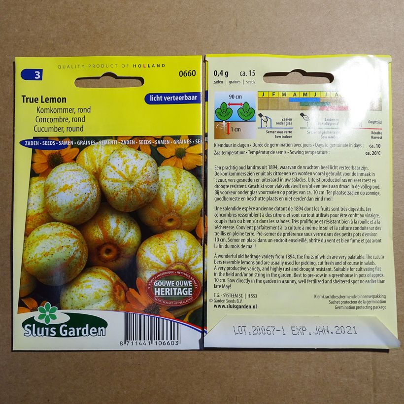 Example of Salat-Gurke True Lemon per pack of 15 seeds (0.4g) as you get