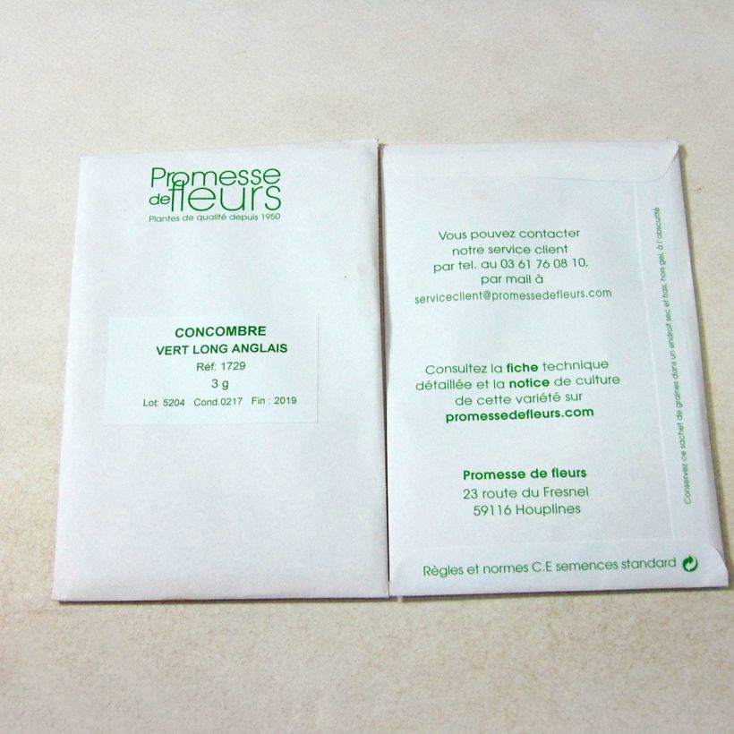 Example of Salat-Gurke Vert long anglais per pack of 100 seeds (3g) as you get