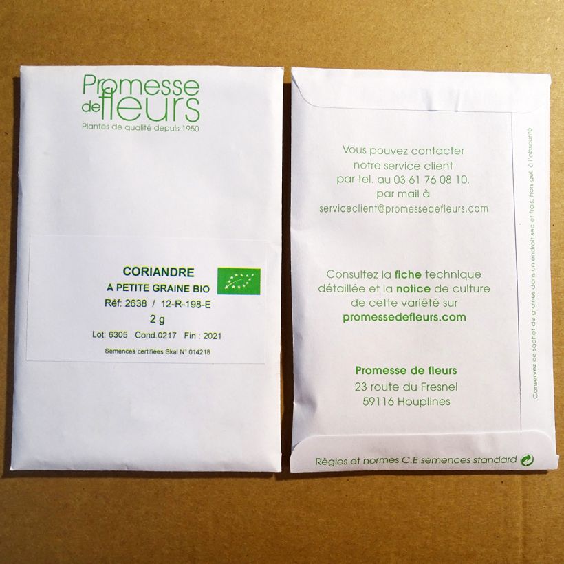 Example of Koriander Bio per pack of 120 seeds (2g) as you get