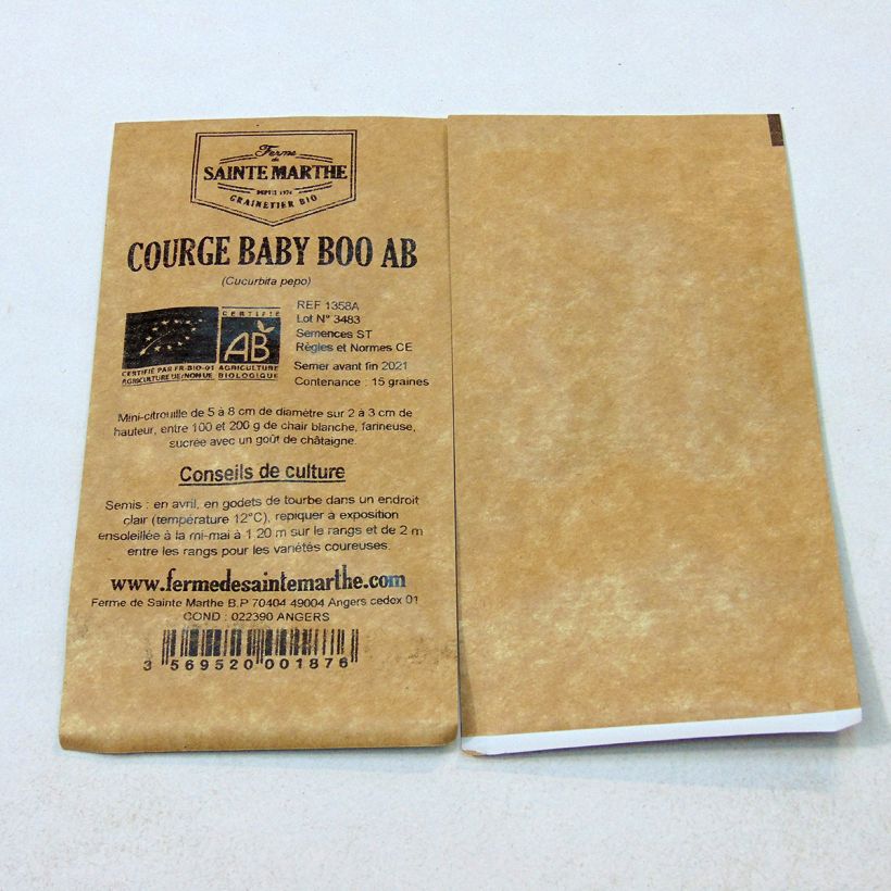 Example of Garten-Kürbis Baby Boo Bio - Ferme de Sainte Marthe per pack of 15 seeds (1g) as you get