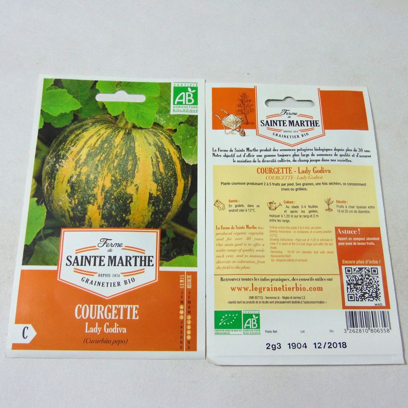 Example of Garten-Kürbis Lady Godiva Bio - Ferme de Sainte Marthe per pack of 8 seeds (2.3g) as you get