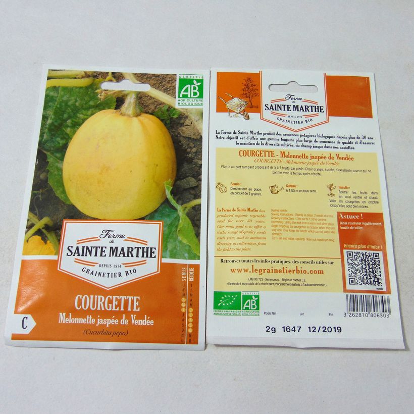 Example of Garten-Kürbis Melonnette Jaspée de Vendée Bio - Ferme de Sainte Marthe per pack of 10 seeds (2g) as you get