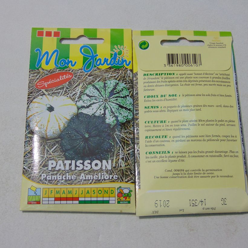 Example of Üfo-Kürbis Pâtisson Vert Panaché de Blanc per pack of 20 seeds (3g) as you get