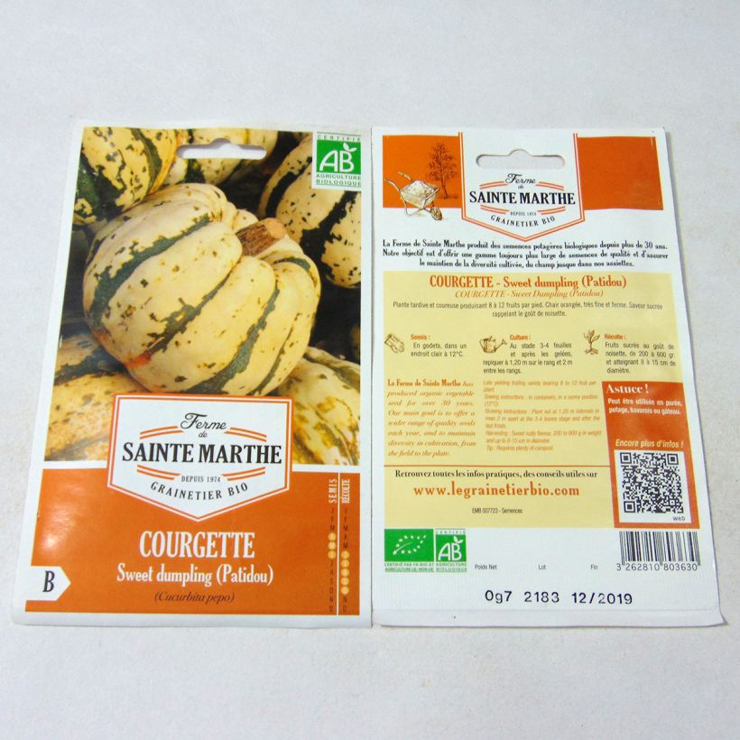 Example of Speisekürbis Sweet dumpling Bio - Ferme de Sainte Marthe per pack of 10 seeds (0.7g) as you get