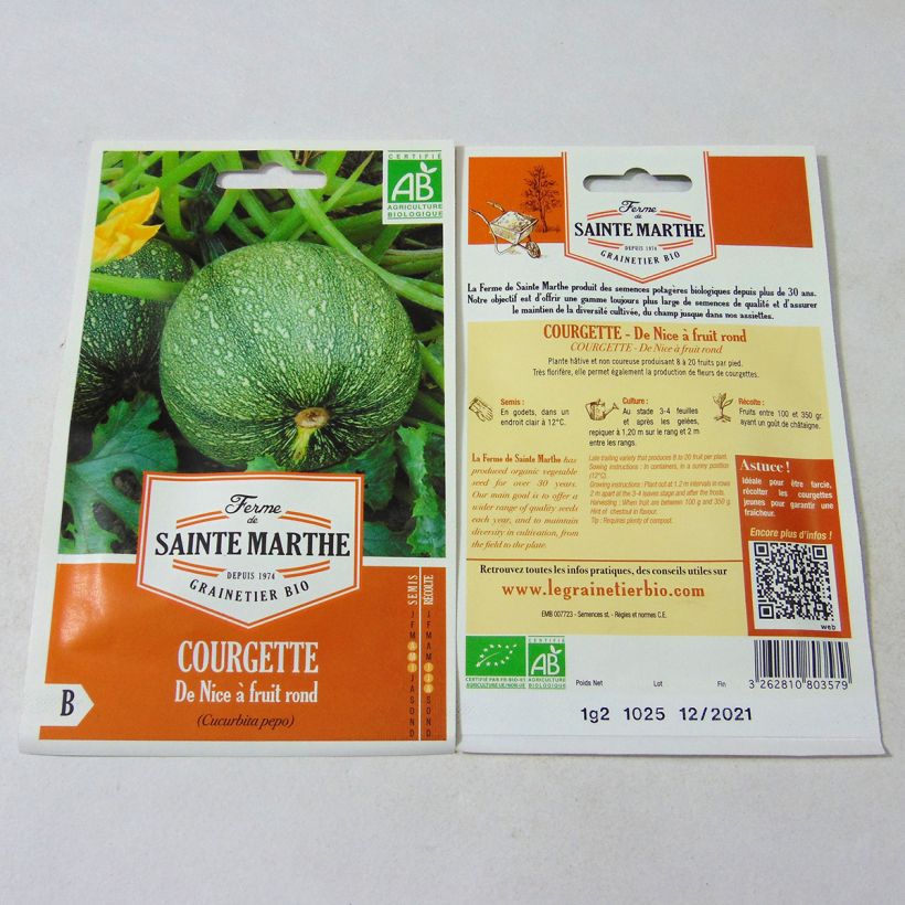 Example of Garten-Kürbis de Nice à fruit rond Bio - Ferme de Sainte Marthe per pack of 8 seeds (1.2g) as you get