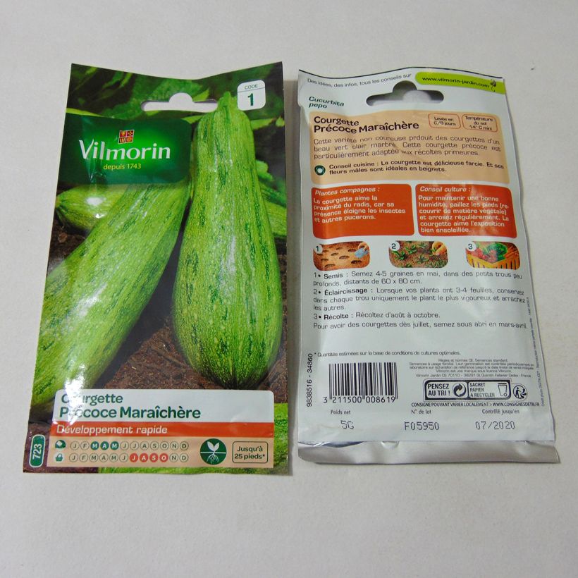 Example of Garten-Kürbis Frühe Markt-Zucchini - Vilmorin per pack of 50 seeds (5g) as you get