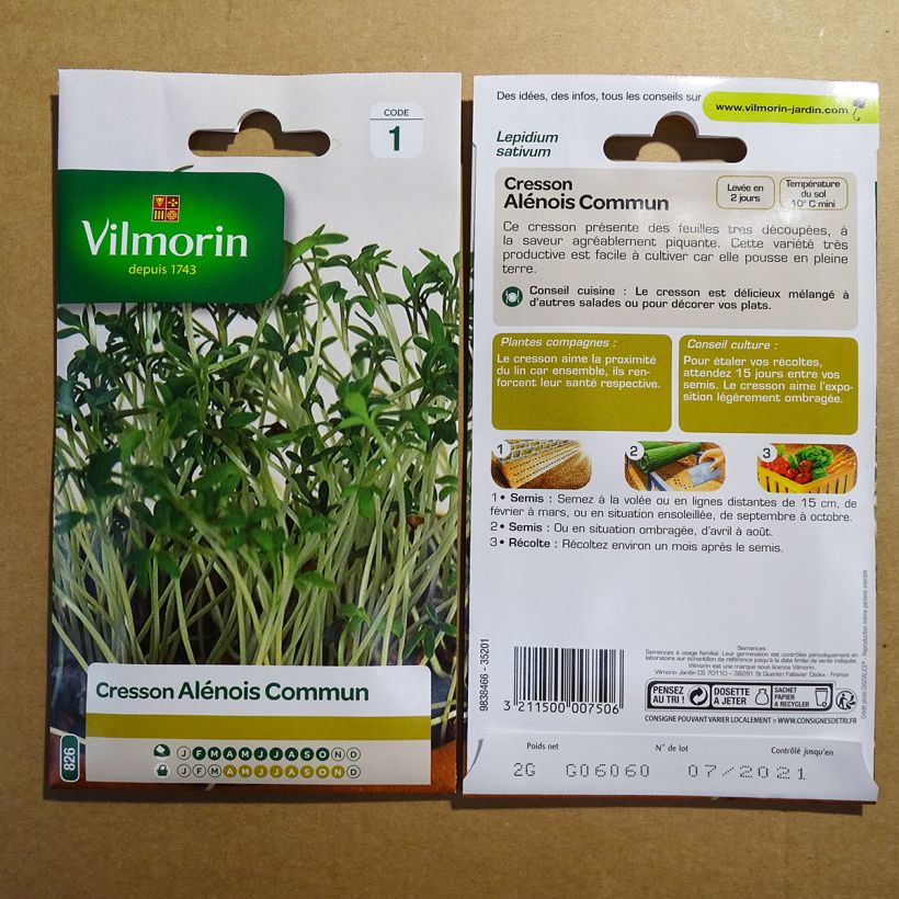 Example of Garten-Kresse - Vilmorin - Lepidium sativum per pack of 800 seeds (2g) as you get