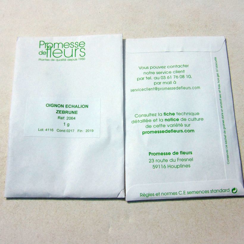 Example of Schalotte Zebrune per pack of 250 seeds (1g) as you get