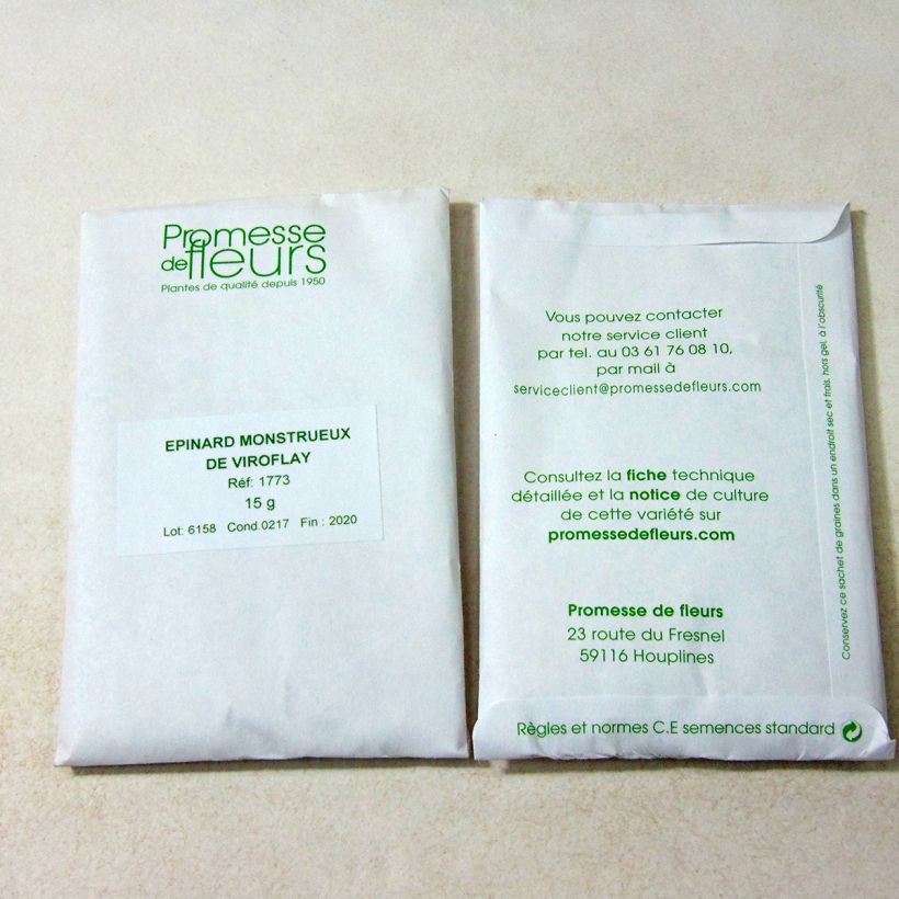 Example of Spinat Monstrueux de Viroflay per pack of 1000 seeds (15g) as you get
