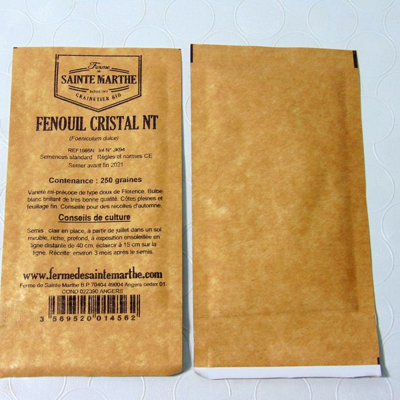 Example of Fenchel Cristal per pack of 250 seeds as you get