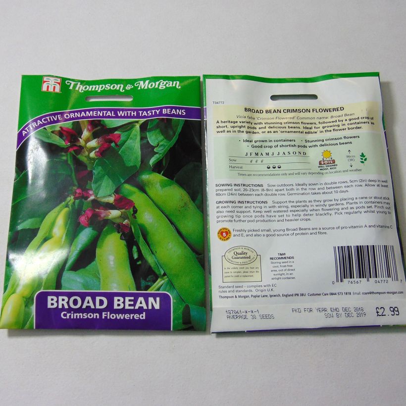 Example of Ackerbohne Crimson Flowered per pack of 30 seeds (60g) as you get