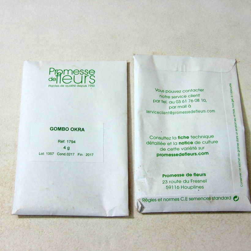 Example of Okra - Abelmoschus esculentus per pack of 35 seeds (4g) as you get