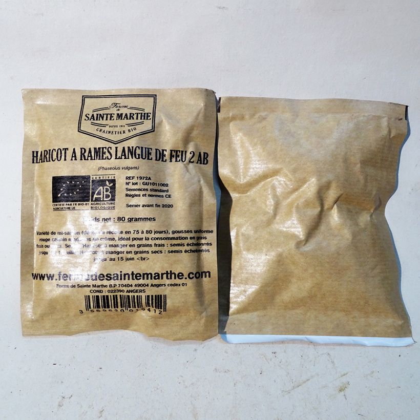 Example of Stangenbohne Langue de Feu 2 Bio per pack of 160 seeds (80g) as you get
