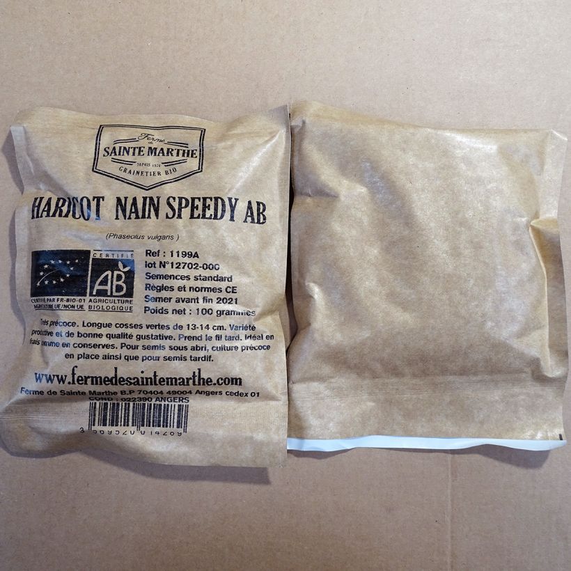 Example of Zwergbohne Speedy Bio per pack of 120 seeds (60g) as you get