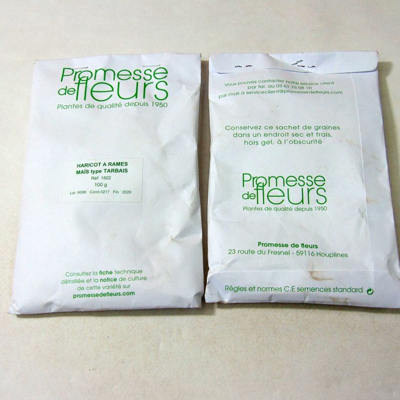 Example of Stangenbohne maïs type Tarbais per pack of 200 seeds (75g) as you get