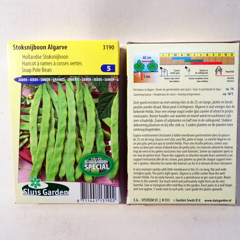 Example of Stangenbohne Algarve per pack of 170 seeds (85g) as you get