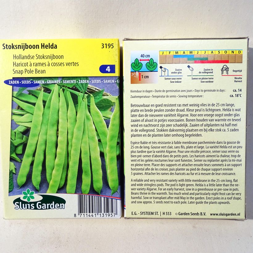 Example of Stangenbohne Helda per pack of 150 seeds (85g) as you get