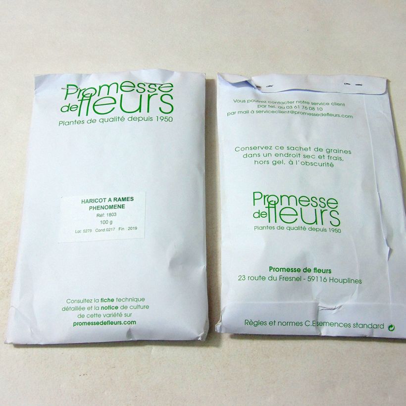 Example of Stangenbohne Phénomène per 100 g seed pack as you get