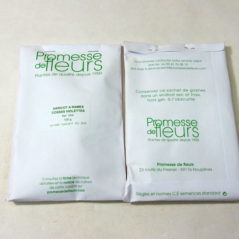 Example of Stangenbohne cosses violettes sans fil per pack of 200 seeds (100g) as you get