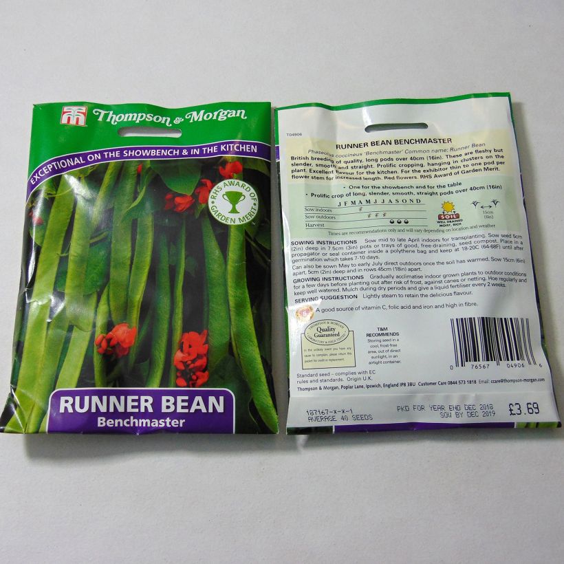 Example of Feuerbohne Benchmaster per pack of 40 seeds as you get