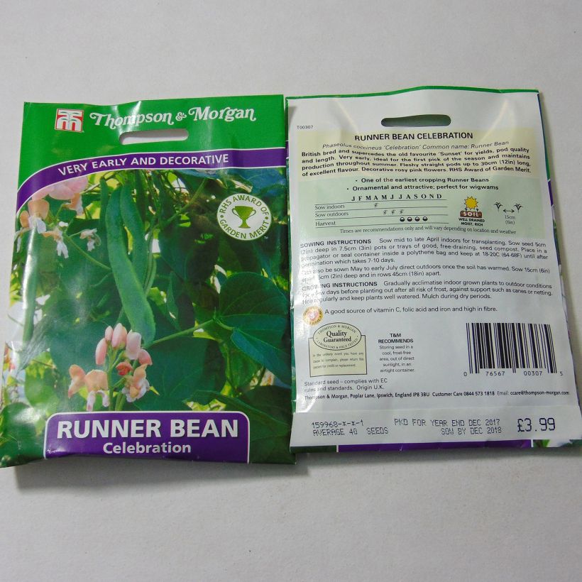 Example of Feuerbohne Celebration per pack of 40 seeds as you get
