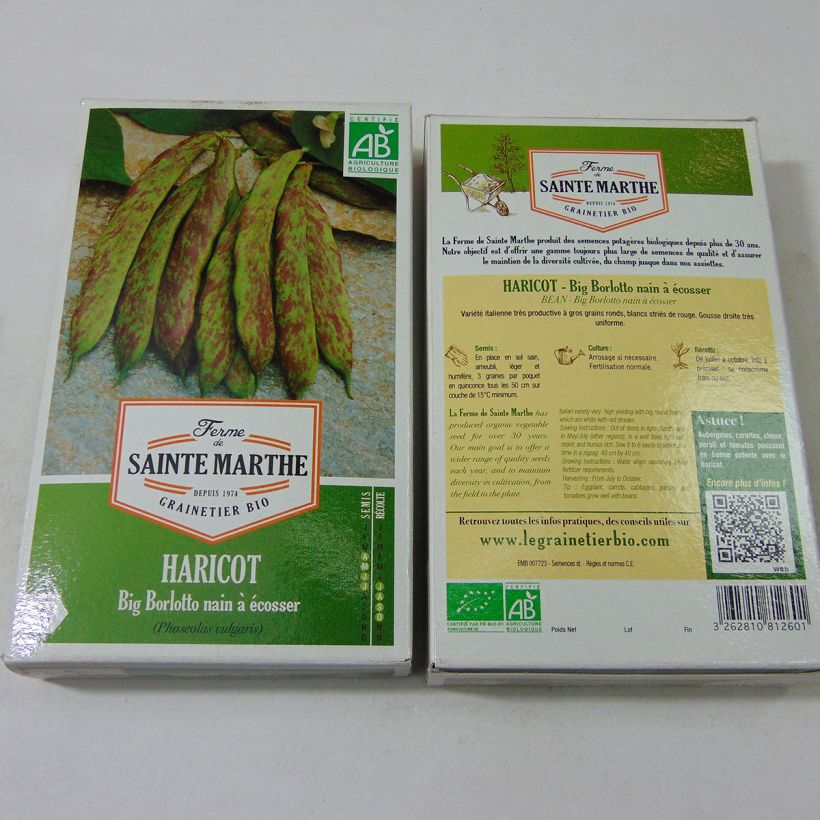 Example of Zwergbohne Big Borlotto Bio per 80 g seed pack as you get