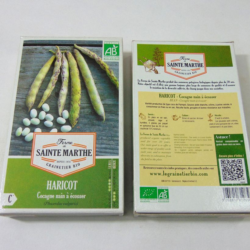 Example of Zwergbohne Cocagne Bio per pack of 160 seeds (80g) as you get