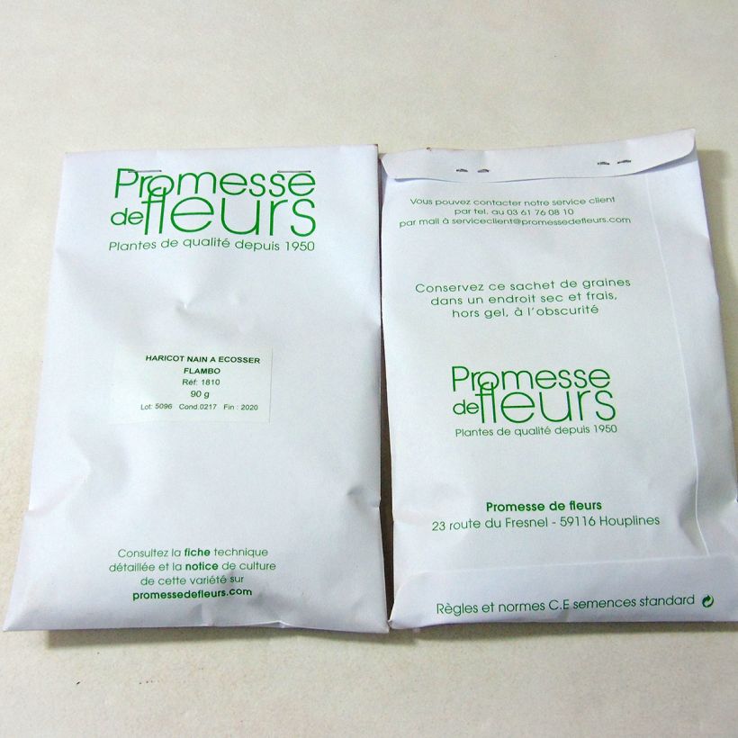 Example of Zwergbohne Flambo per pack of 150 seeds (90g) as you get