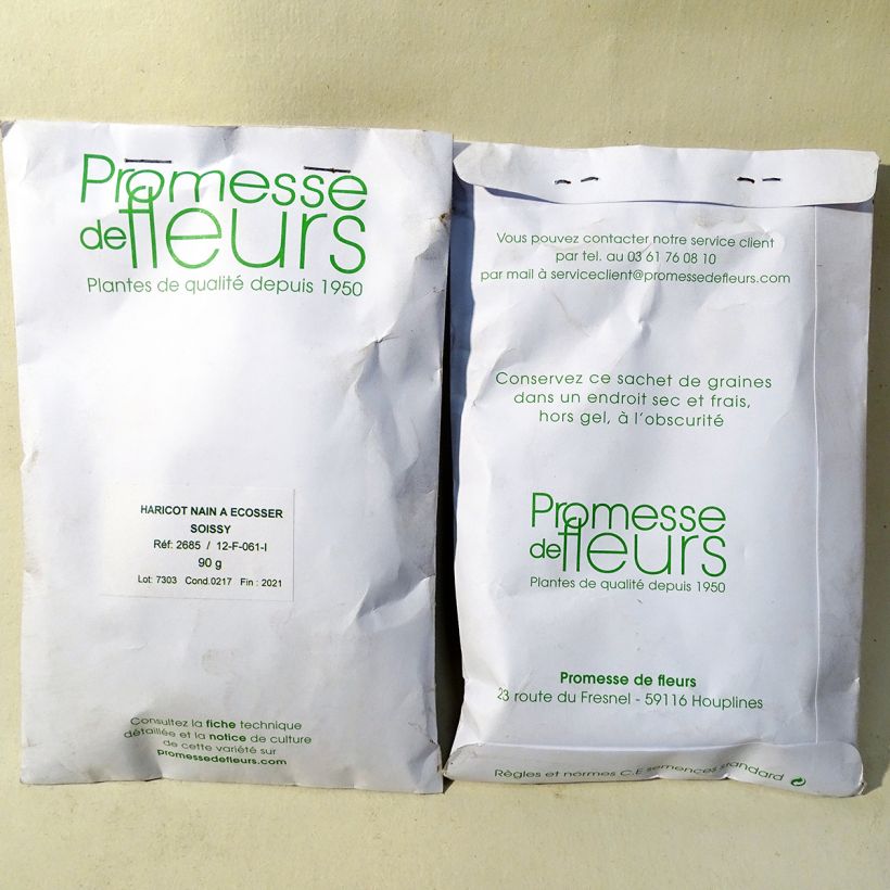 Example of Zwergbohne Soissy per pack of 250 seeds (90g) as you get