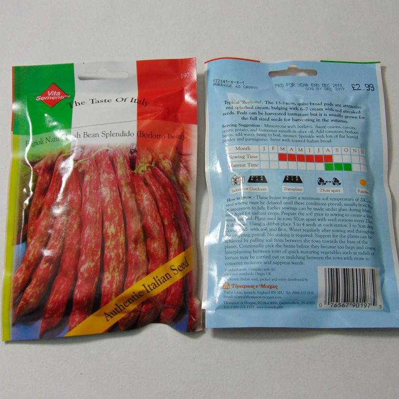 Example of Zwergbohne Splendido per pack of 120 seeds (60g) as you get