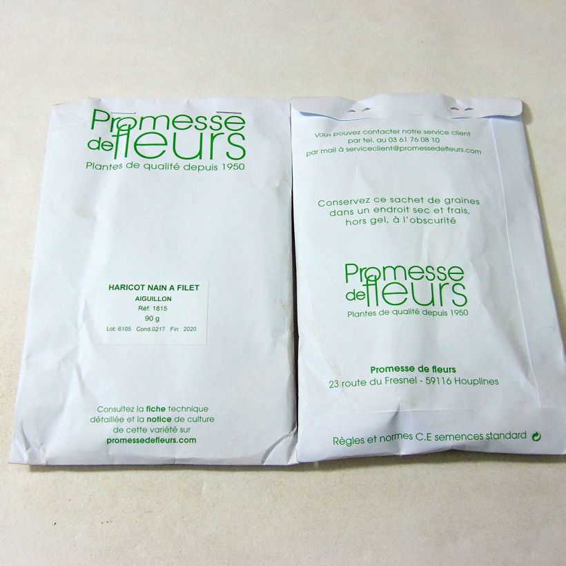 Example of Zwergbohne Aiguillon per pack of 220 seeds (90g) as you get