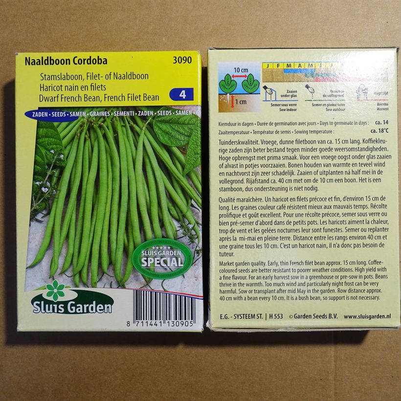 Example of Zwergbohne Cordoba per pack of 150 seeds (75g) as you get