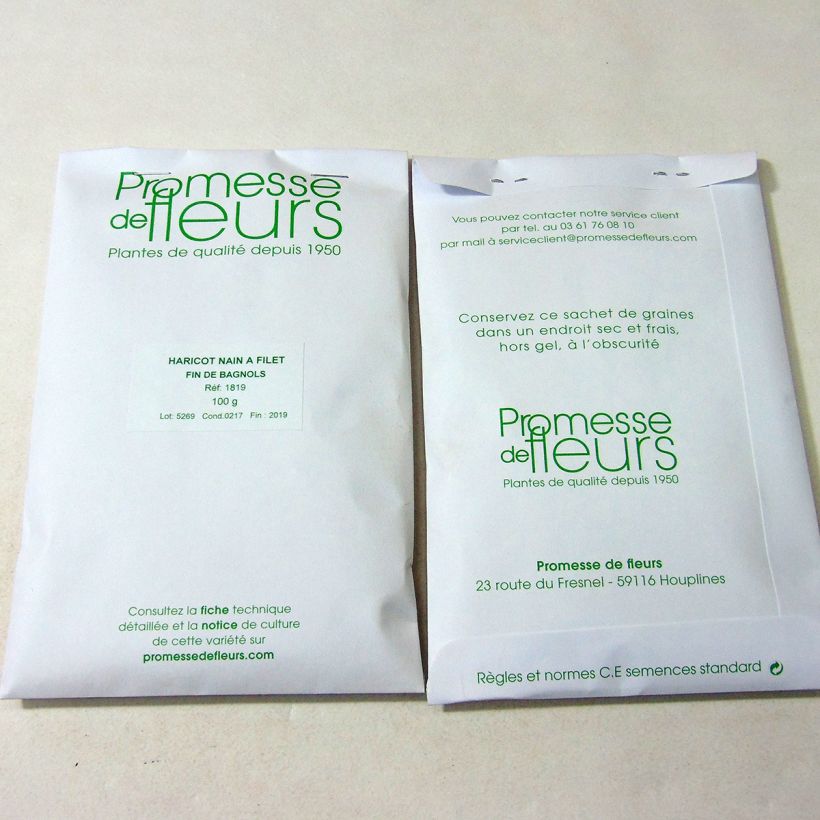 Example of Zwergbohne Fin de Bagnols per pack of 250 seeds (100g) as you get