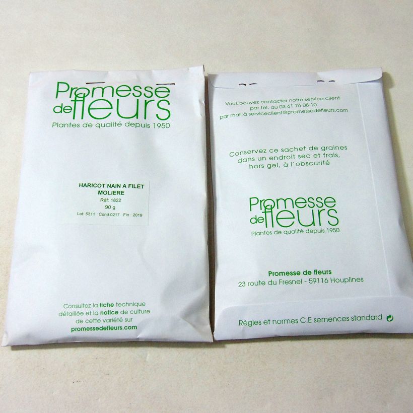 Example of Zwergbohne Molière per pack of 220 seeds (90g) as you get