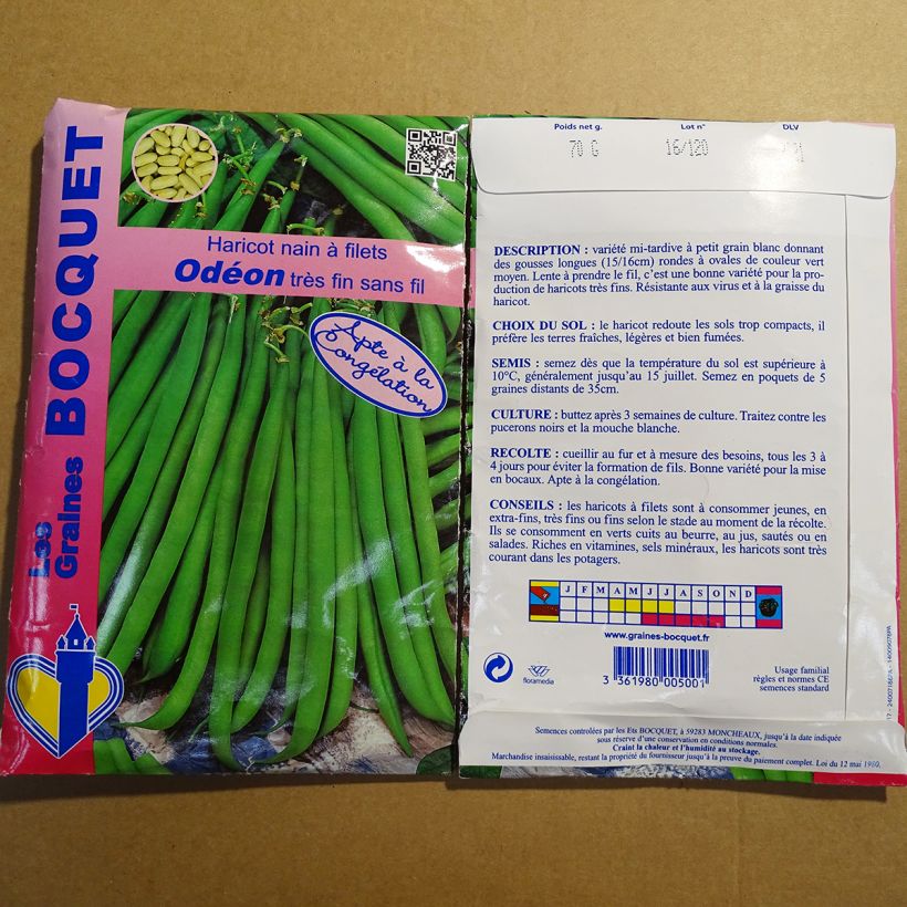 Example of Zwergbohne Odeon per pack of 140 seeds (70g) as you get
